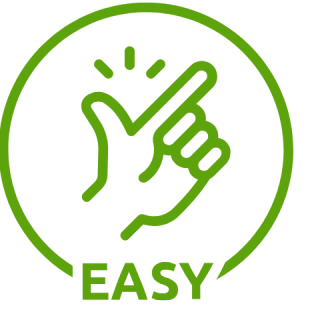 Main tenant un panier, mention « easy »